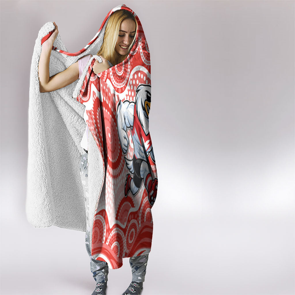 Sydney Swans Hooded Blanket Aboriginal Dot Pattern - Football Mascot Heritage Pride