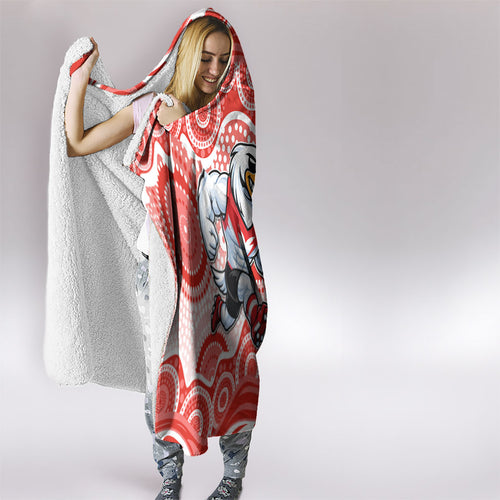 Sydney Swans Hooded Blanket Aboriginal Dot Pattern - Football Mascot Heritage Pride