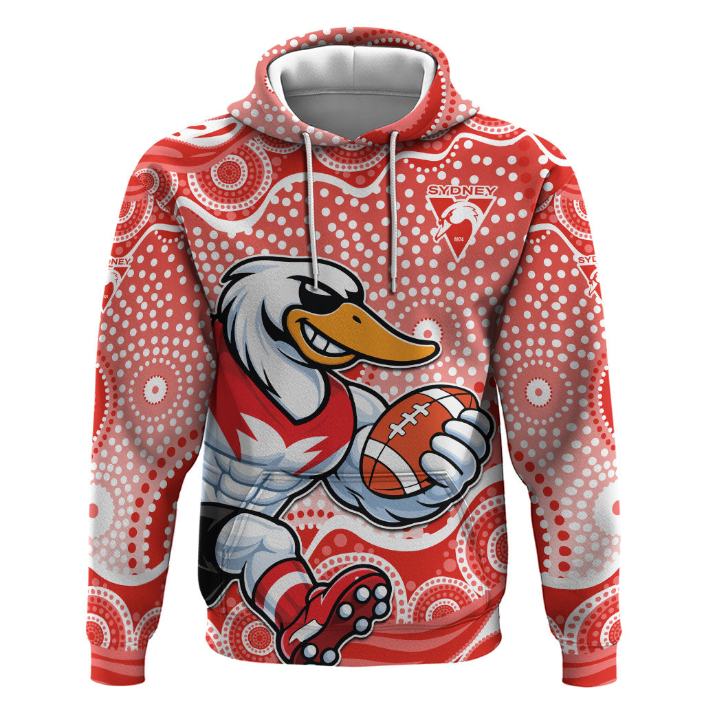 Sydney Swans Hoodie Aboriginal Dot Pattern - Football Mascot Heritage Pride