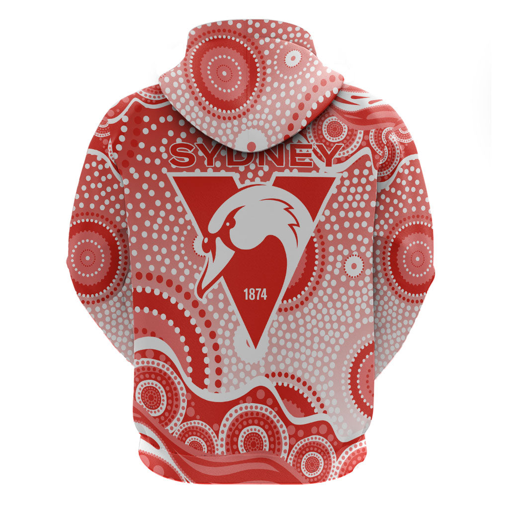 Sydney Swans Hoodie Aboriginal Dot Pattern - Football Mascot Heritage Pride