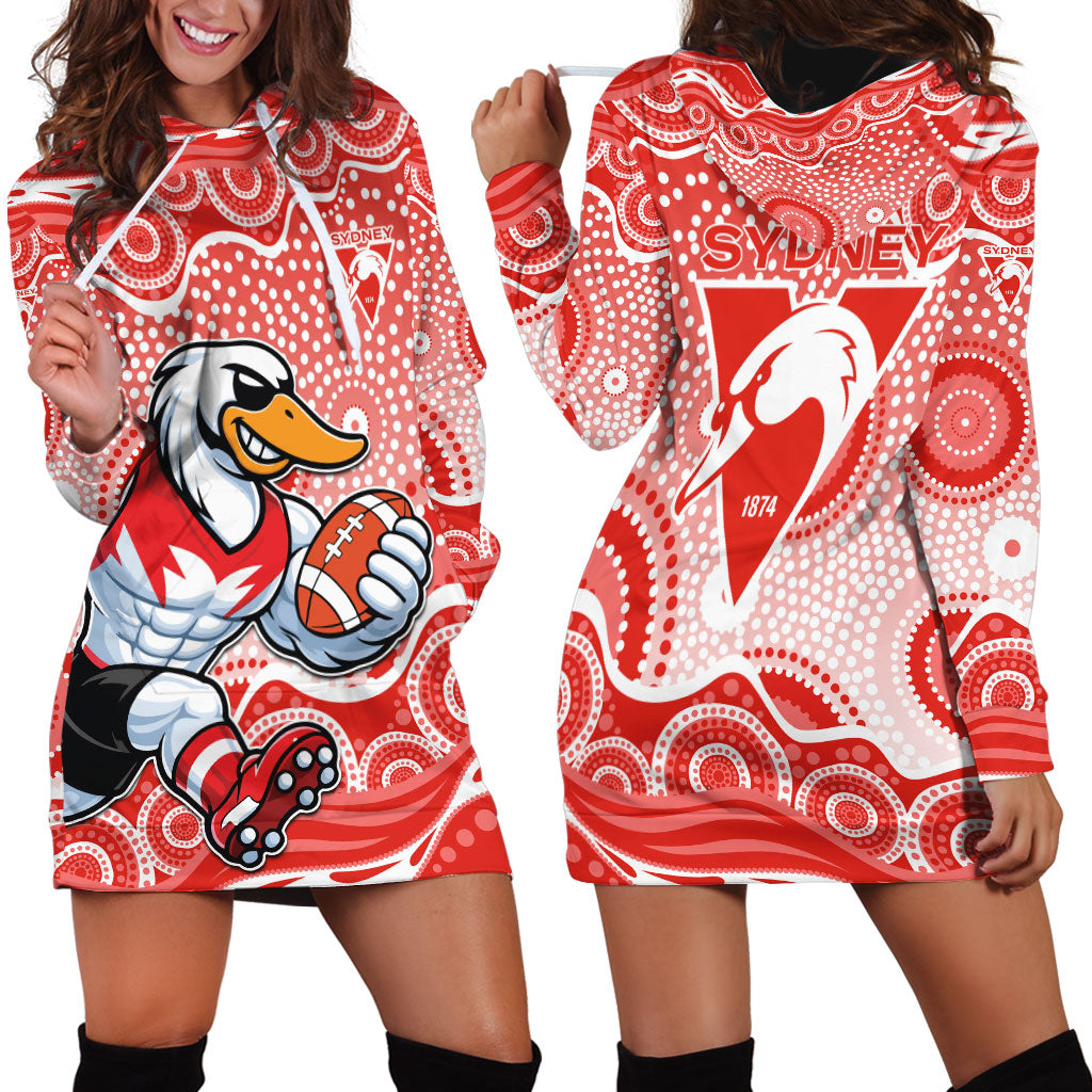 Sydney Swans Hoodie Dress Aboriginal Dot Pattern - Football Mascot Heritage Pride