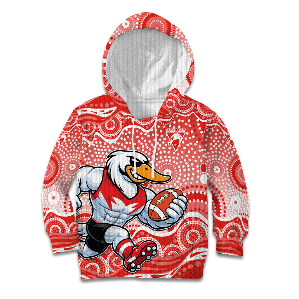 Sydney Swans Kid Hoodie Aboriginal Dot Pattern - Football Mascot Heritage Pride