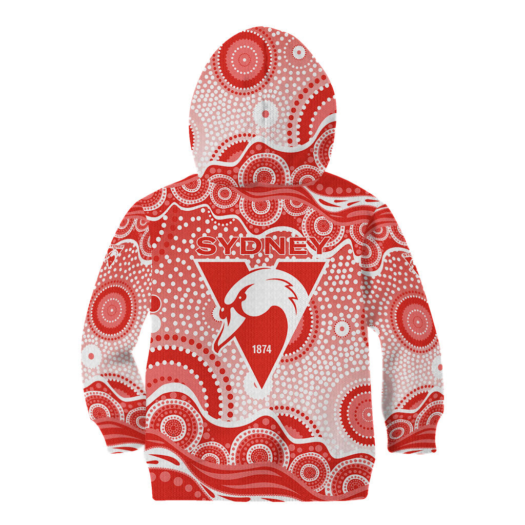 Sydney Swans Kid Hoodie Aboriginal Dot Pattern - Football Mascot Heritage Pride