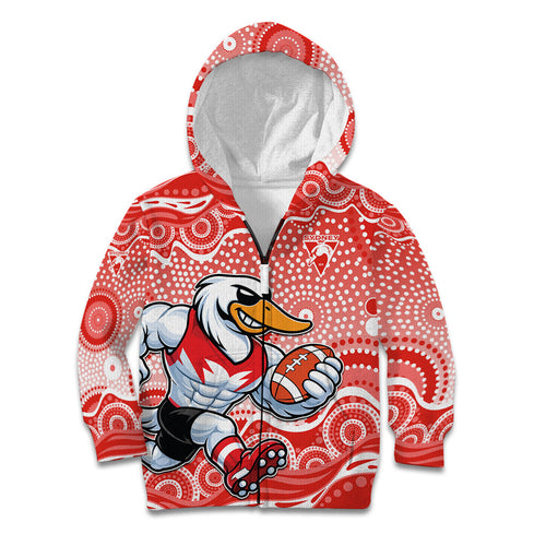 Sydney Swans Kid Hoodie Aboriginal Dot Pattern - Football Mascot Heritage Pride