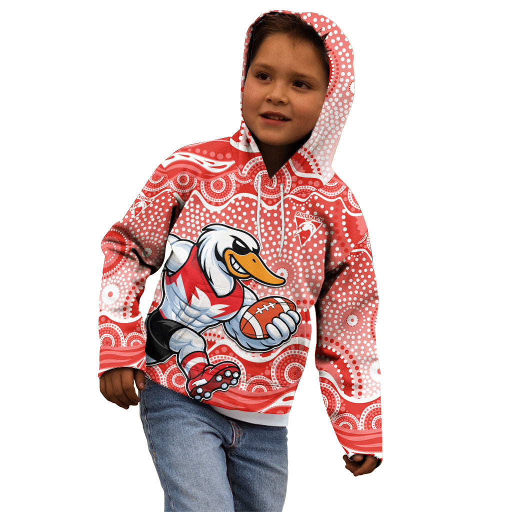 Sydney Swans Kid Hoodie Aboriginal Dot Pattern - Football Mascot Heritage Pride