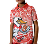 Sydney Swans Kid Polo Shirt Aboriginal Dot Pattern - Football Mascot Heritage Pride
