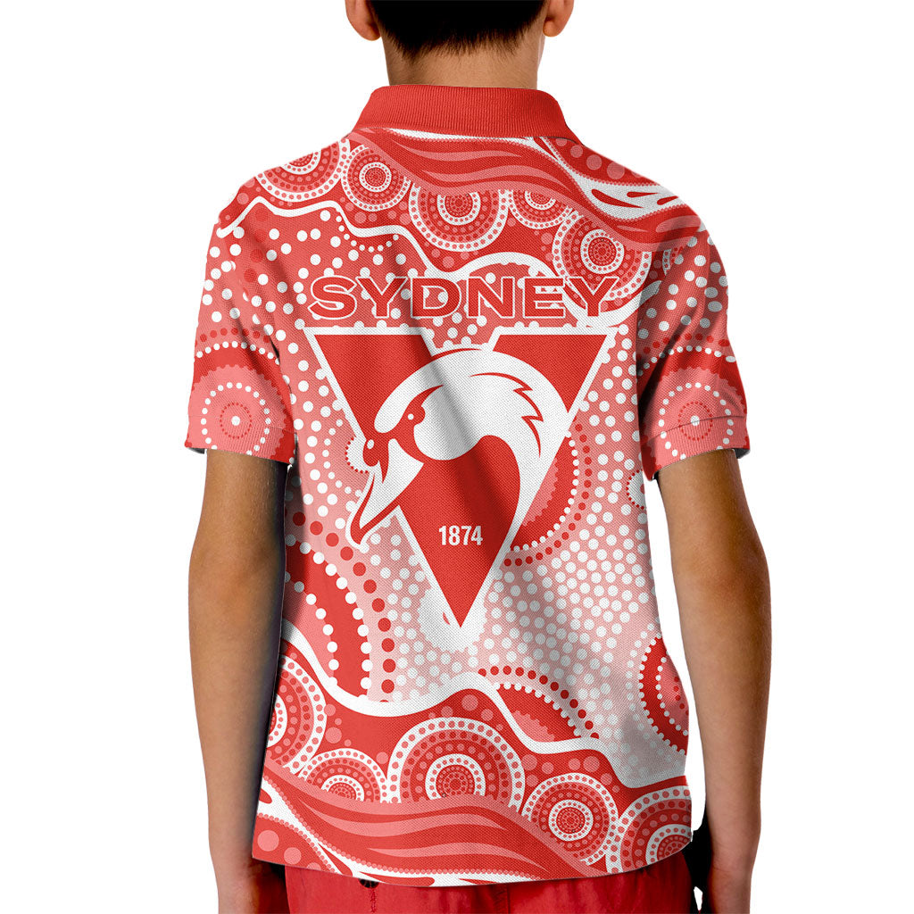 Sydney Swans Kid Polo Shirt Aboriginal Dot Pattern - Football Mascot Heritage Pride