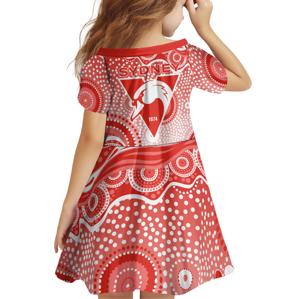 Sydney Swans Kid Short Sleeve Dress Aboriginal Dot Pattern - Football Mascot Heritage Pride