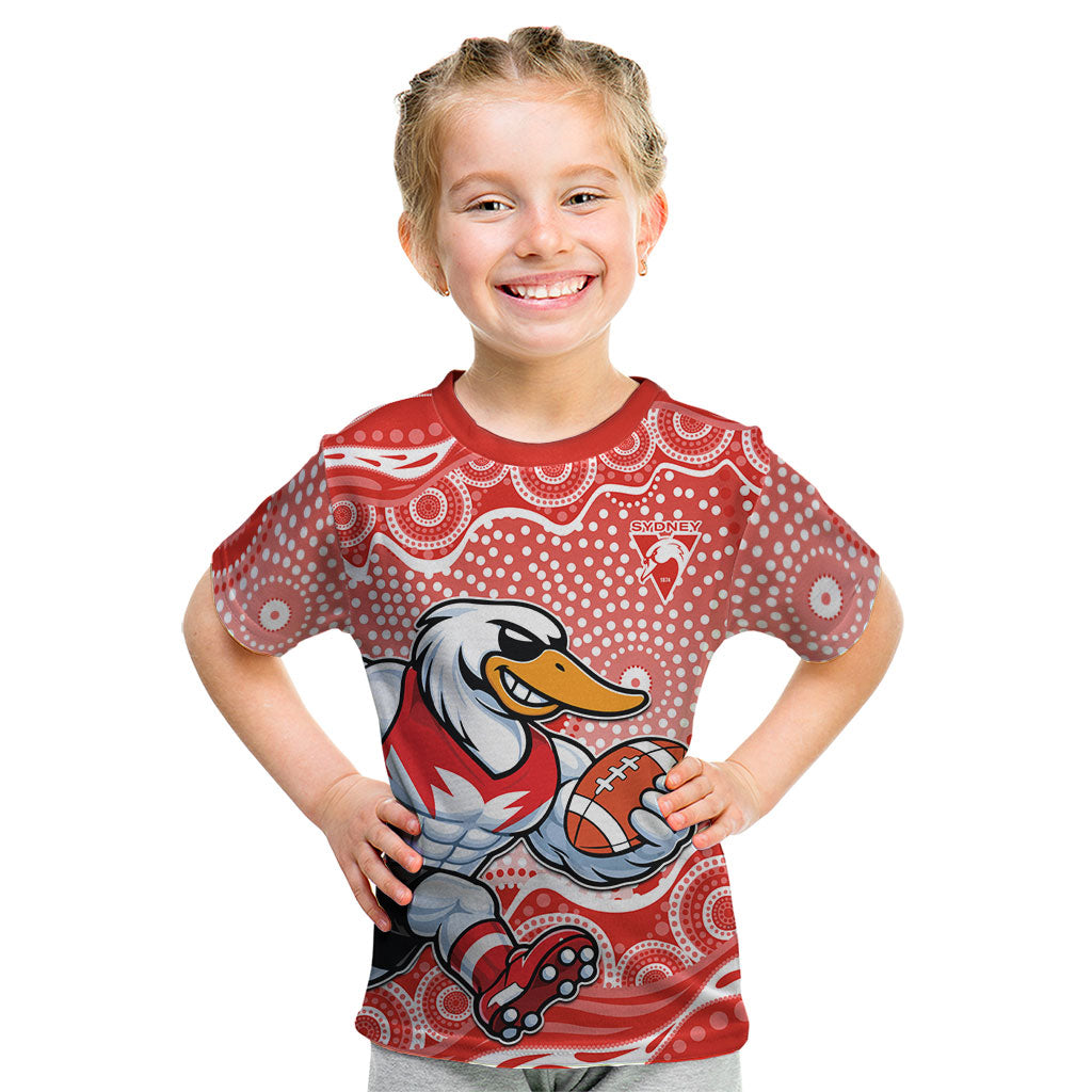 Sydney Swans Kid T Shirt Aboriginal Dot Pattern - Football Mascot Heritage Pride