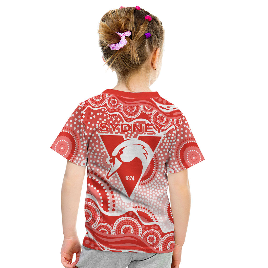 Sydney Swans Kid T Shirt Aboriginal Dot Pattern - Football Mascot Heritage Pride