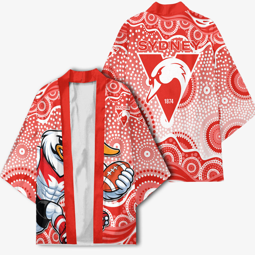 Sydney Swans Kimono Aboriginal Dot Pattern - Football Mascot Heritage Pride