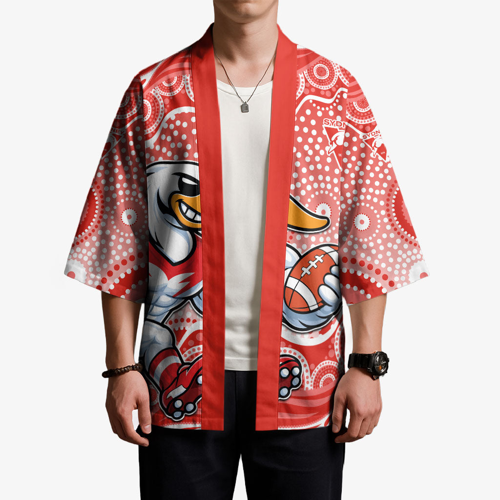 Sydney Swans Kimono Aboriginal Dot Pattern - Football Mascot Heritage Pride