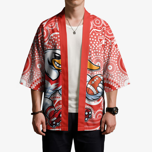Sydney Swans Kimono Aboriginal Dot Pattern - Football Mascot Heritage Pride