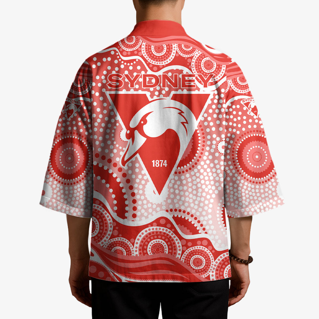 Sydney Swans Kimono Aboriginal Dot Pattern - Football Mascot Heritage Pride