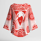 Sydney Swans Kimono Sleeve Blouse Aboriginal Dot Pattern - Football Mascot Heritage Pride