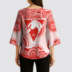 Sydney Swans Kimono Sleeve Blouse Aboriginal Dot Pattern - Football Mascot Heritage Pride