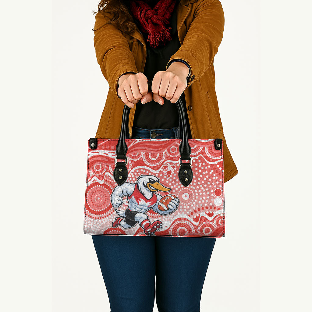 Sydney Swans Leather Bag Aboriginal Dot Pattern - Football Mascot Heritage Pride