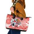 Sydney Swans Leather Tote Bag Aboriginal Dot Pattern - Football Mascot Heritage Pride
