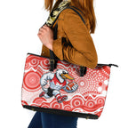 Sydney Swans Leather Tote Bag Aboriginal Dot Pattern - Football Mascot Heritage Pride