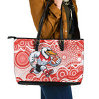 Sydney Swans Leather Tote Bag Aboriginal Dot Pattern - Football Mascot Heritage Pride