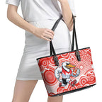 Sydney Swans Leather Tote Bag Aboriginal Dot Pattern - Football Mascot Heritage Pride