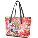 Sydney Swans Leather Tote Bag Aboriginal Dot Pattern - Football Mascot Heritage Pride