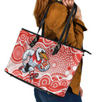 Sydney Swans Leather Tote Bag Aboriginal Dot Pattern - Football Mascot Heritage Pride