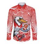 Sydney Swans Long Sleeve Button Shirt Aboriginal Dot Pattern - Football Mascot Heritage Pride