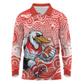 Sydney Swans Long Sleeve Polo Shirt Aboriginal Dot Pattern - Football Mascot Heritage Pride