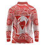 Sydney Swans Long Sleeve Polo Shirt Aboriginal Dot Pattern - Football Mascot Heritage Pride
