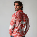 Sydney Swans Long Sleeve Polo Shirt Aboriginal Dot Pattern - Football Mascot Heritage Pride