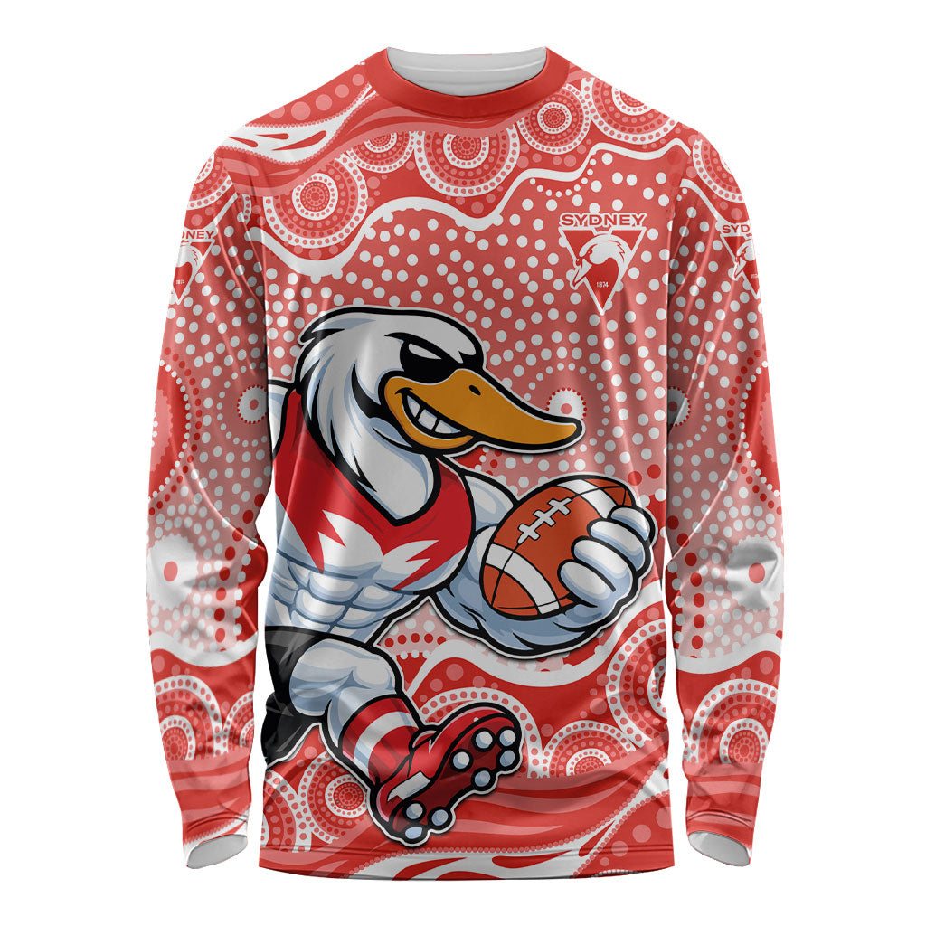 Sydney Swans Long Sleeve Shirt Aboriginal Dot Pattern - Football Mascot Heritage Pride