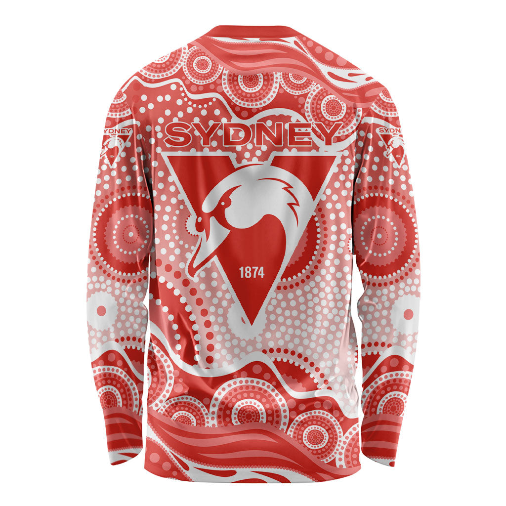 Sydney Swans Long Sleeve Shirt Aboriginal Dot Pattern - Football Mascot Heritage Pride