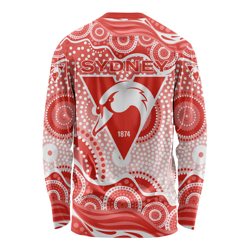 Sydney Swans Long Sleeve Shirt Aboriginal Dot Pattern - Football Mascot Heritage Pride