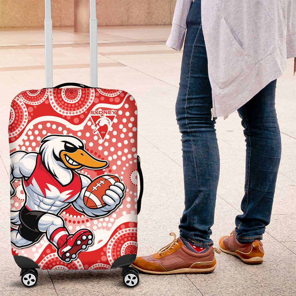 Sydney Swans Luggage Cover Aboriginal Dot Pattern - Football Mascot Heritage Pride