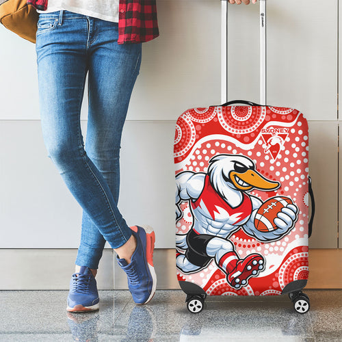 Sydney Swans Luggage Cover Aboriginal Dot Pattern - Football Mascot Heritage Pride