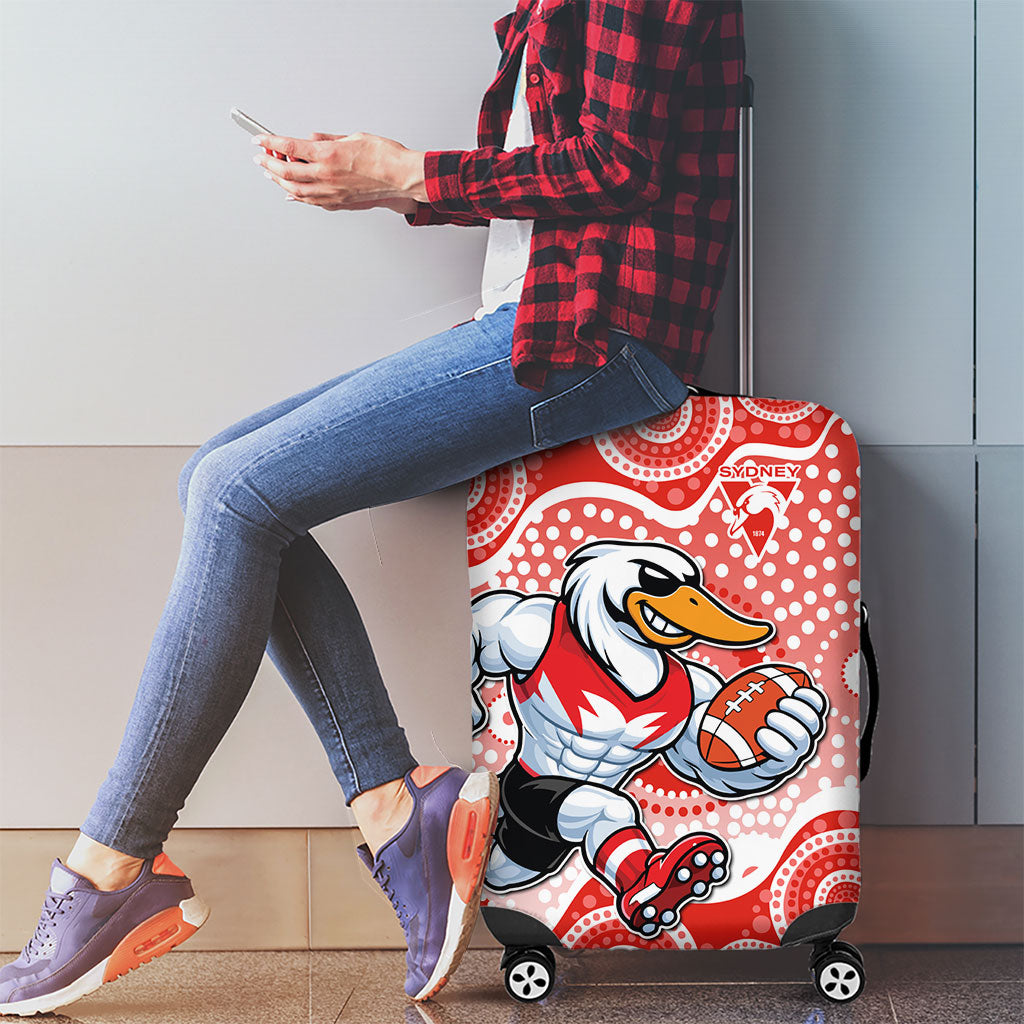 Sydney Swans Luggage Cover Aboriginal Dot Pattern - Football Mascot Heritage Pride