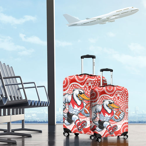 Sydney Swans Luggage Cover Aboriginal Dot Pattern - Football Mascot Heritage Pride