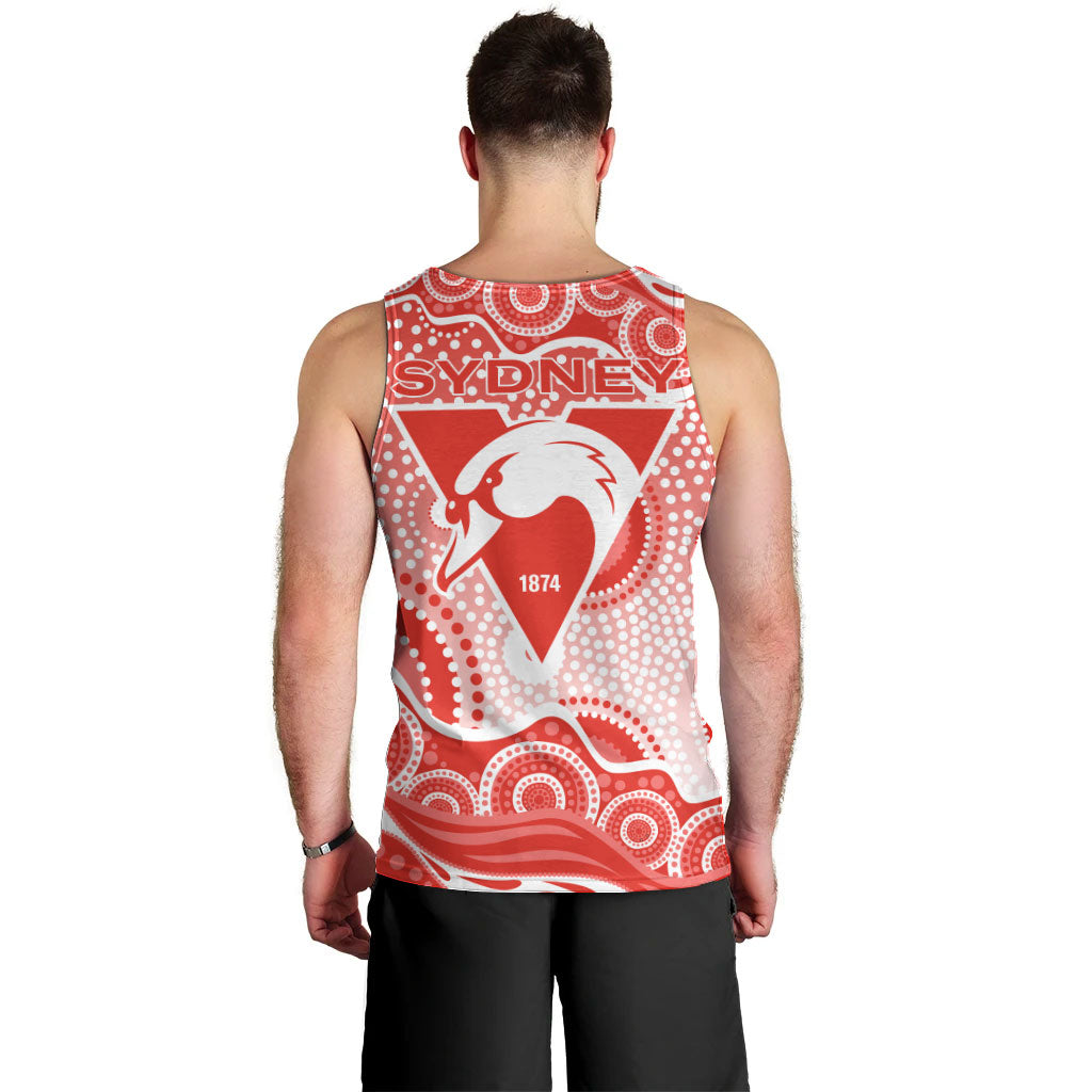 Sydney Swans Men Tank Top Aboriginal Dot Pattern - Football Mascot Heritage Pride