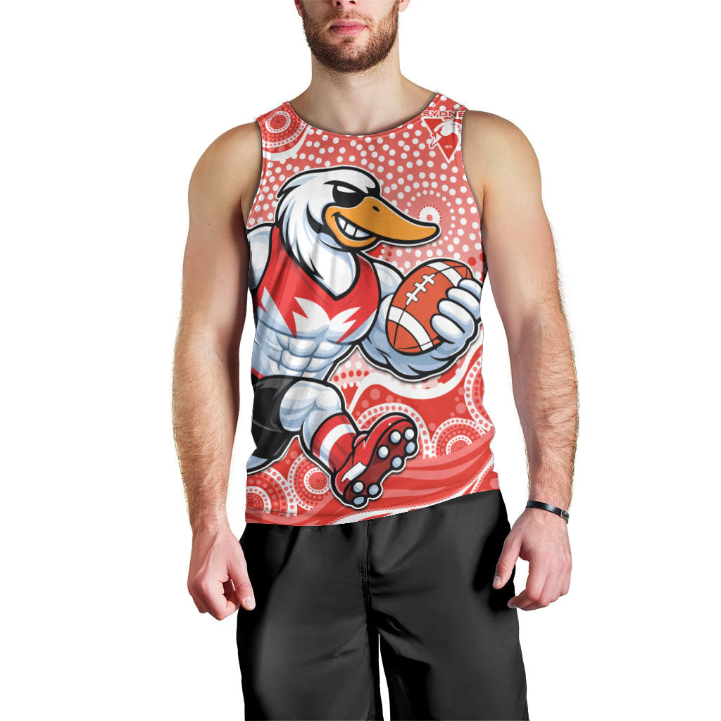 Sydney Swans Men Tank Top Aboriginal Dot Pattern - Football Mascot Heritage Pride
