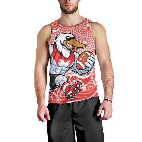 Sydney Swans Men Tank Top Aboriginal Dot Pattern - Football Mascot Heritage Pride