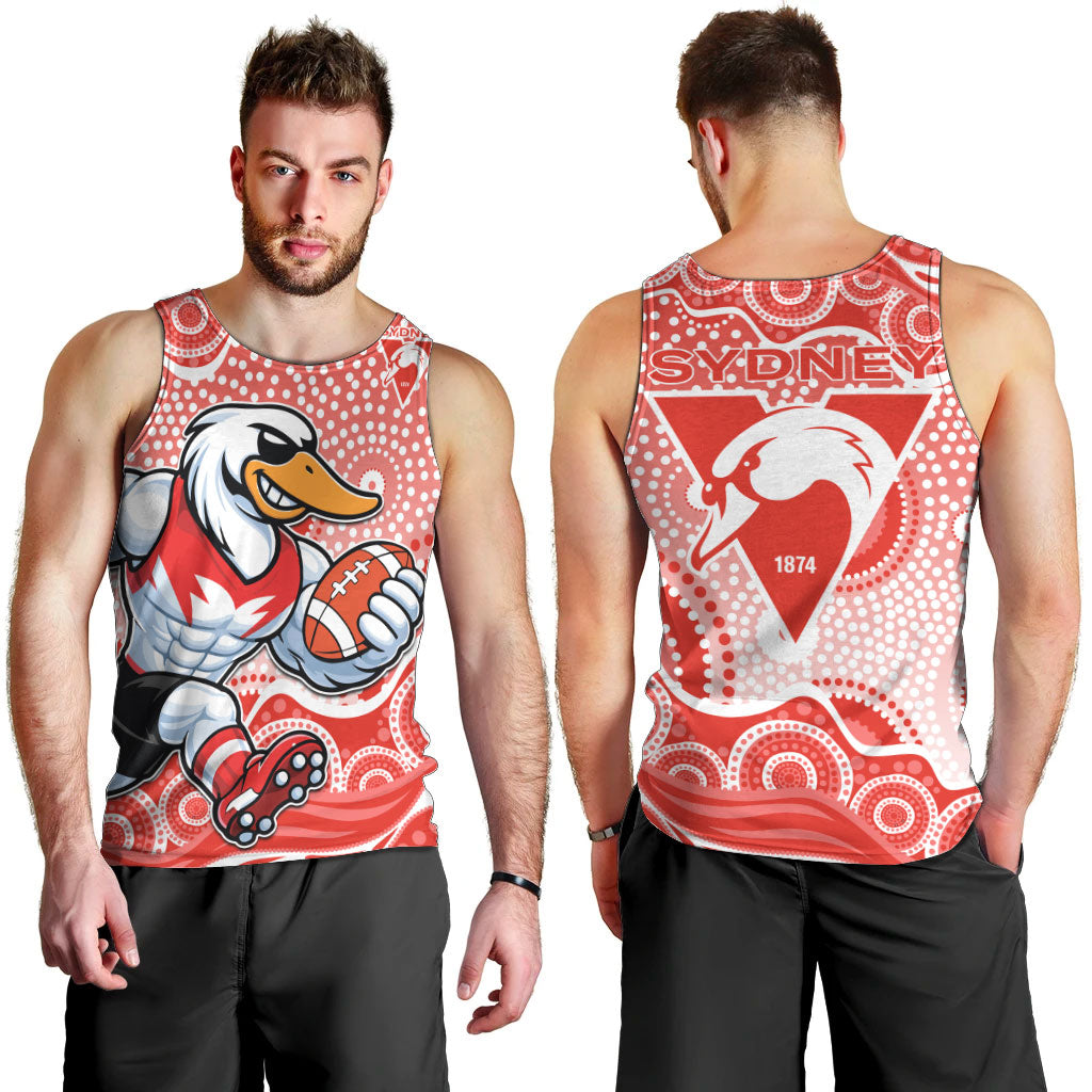 Sydney Swans Men Tank Top Aboriginal Dot Pattern - Football Mascot Heritage Pride