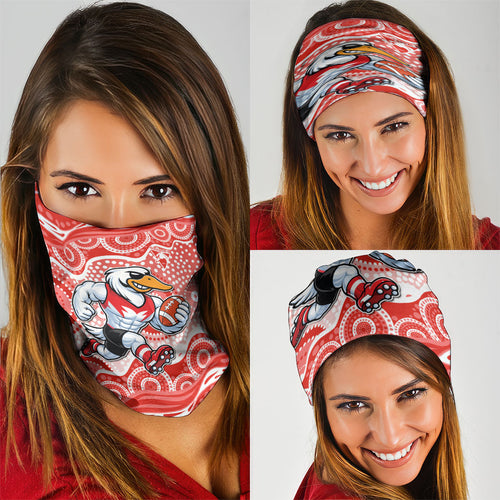 Sydney Swans Neck Gaiter Aboriginal Dot Pattern - Football Mascot Heritage Pride