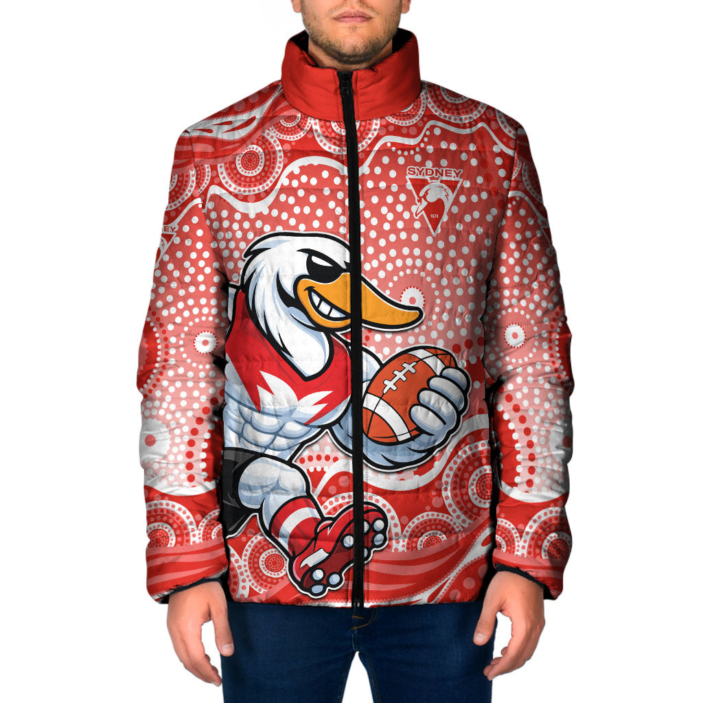 Sydney Swans Padded Jacket Aboriginal Dot Pattern - Football Mascot Heritage Pride