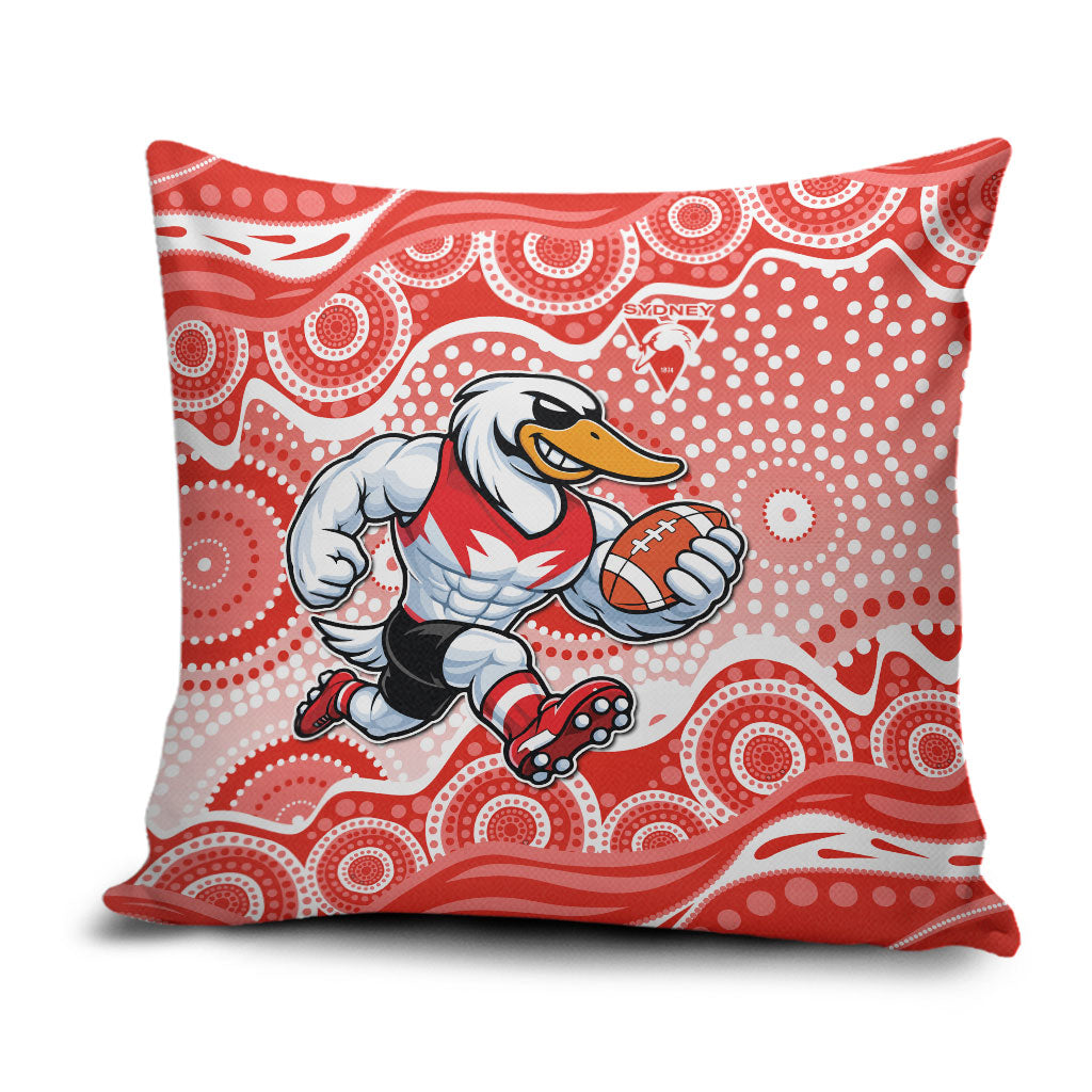 Sydney Swans Pillow Cover Aboriginal Dot Pattern - Football Mascot Heritage Pride
