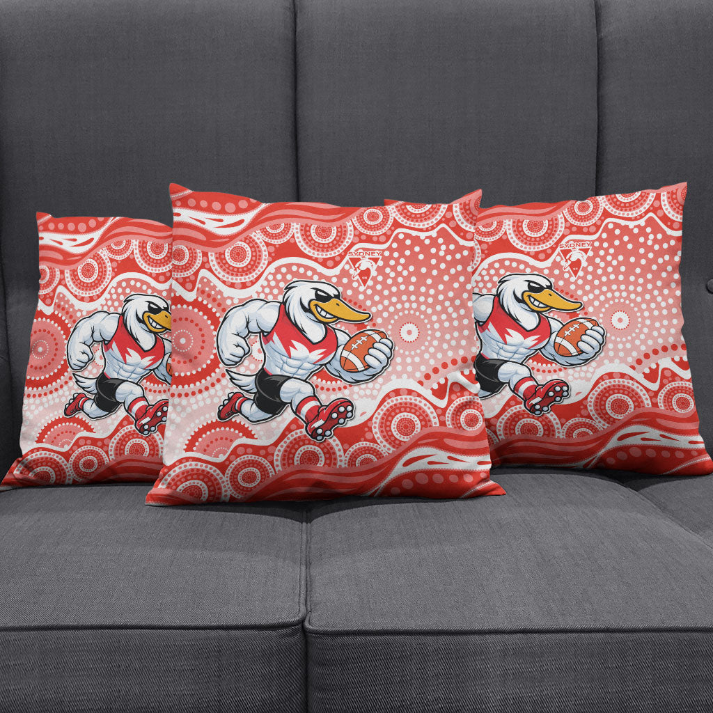 Sydney Swans Pillow Cover Aboriginal Dot Pattern - Football Mascot Heritage Pride