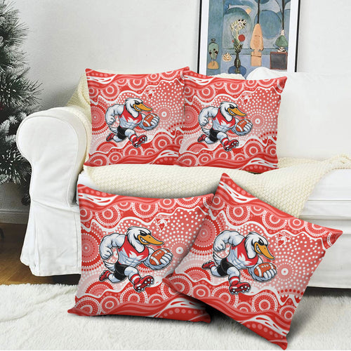 Sydney Swans Pillow Cover Aboriginal Dot Pattern - Football Mascot Heritage Pride