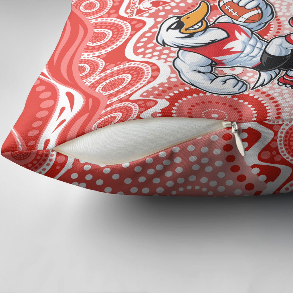 Sydney Swans Pillow Cover Aboriginal Dot Pattern - Football Mascot Heritage Pride