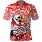 Sydney Swans Polo Shirt Aboriginal Dot Pattern - Football Mascot Heritage Pride