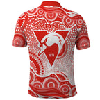 Sydney Swans Polo Shirt Aboriginal Dot Pattern - Football Mascot Heritage Pride